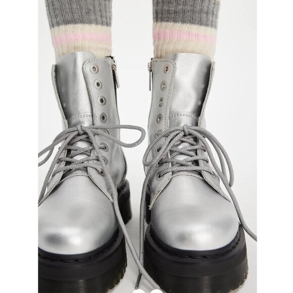 DR. MARTENS JADON MAX PLATFORM METALLIC BOOTS MSRP $280 SOFT & RICH Leather - Picture 7 of 16